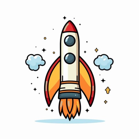 Rocket icon. Flat color vector illustration. Isolated on white b