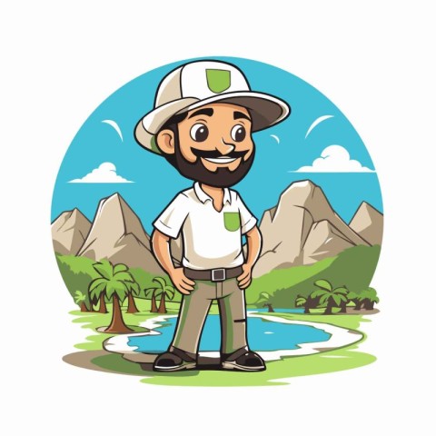 cartoon man in safari safari theme vector illustration graphic d