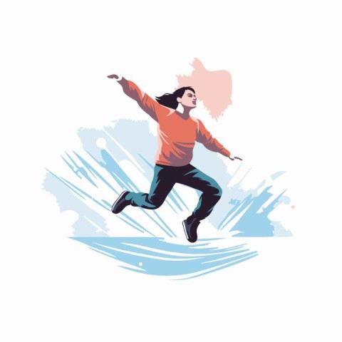 Snowboarder jumping in the air. Winter sport. Vector illustratio