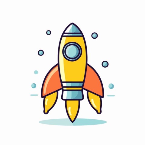 Rocket icon in flat style. Startup vector illustration on white