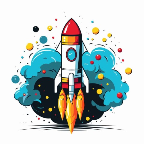 Space rocket icon. Cartoon illustration of space rocket vector i