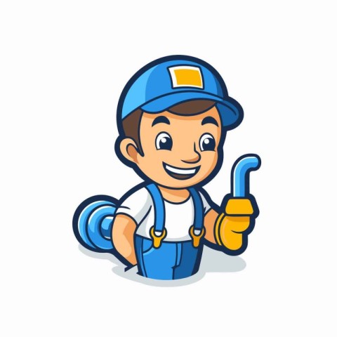 Plumber character cartoon style vector illustration. Eps 10 vect