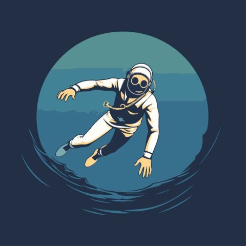 Astronaut diving in the ocean. Vector illustration. Eps 10