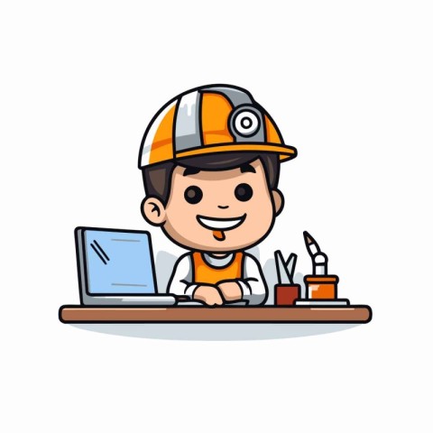 Engineer worker character cartoon design vector illustration eps