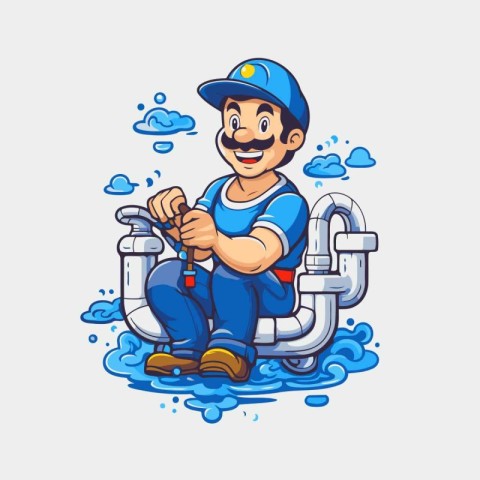 Plumber cartoon character. Plumber vector illustration. Plumber