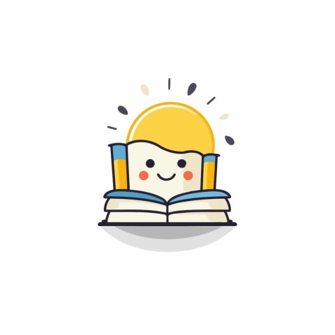 Kawaii book icon in trendy flat style on white background.