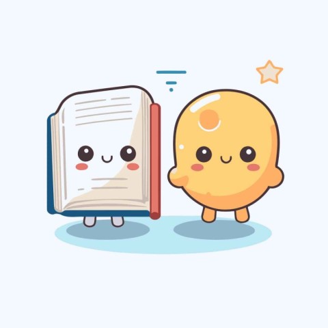 Cute book and cookie character. Cute cartoon style vector illust