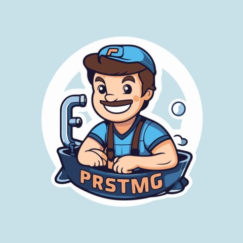 Plumber Service Mascot. Vector illustration of a Plumber mascot.