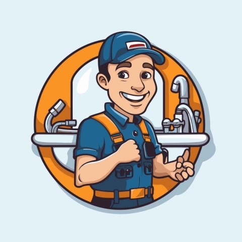 Plumber character. Vector illustration in cartoon style isolated