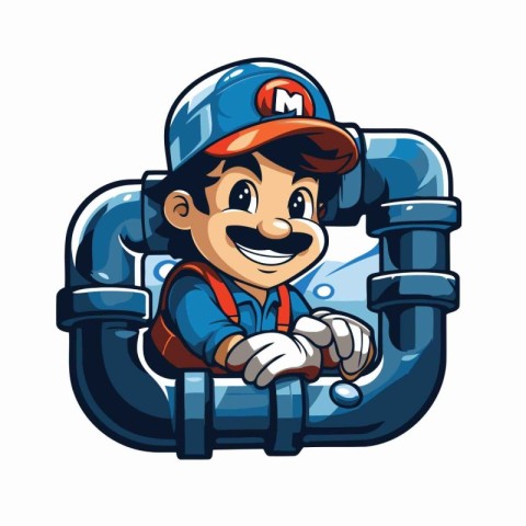 Cartoon Plumber Mascot Character in a Plumber Uniform