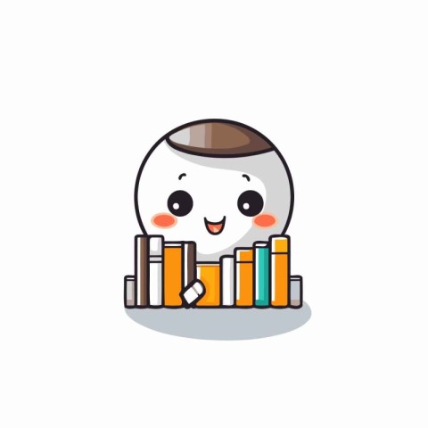 Cute coffee character with books. Vector illustration. Eps 10.