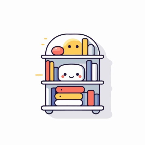 Cute bookshelf with books. Vector illustration in flat style