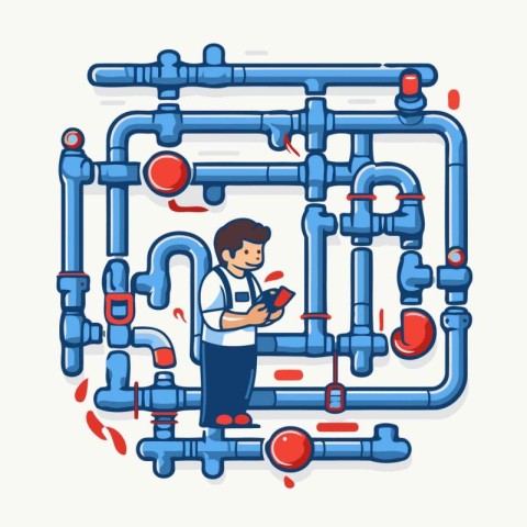 Plumber. Plumbing concept. Vector illustration in flat style.