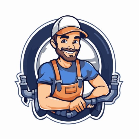 Plumber with Pipe. Vector illustration of a plumber with Pipe.