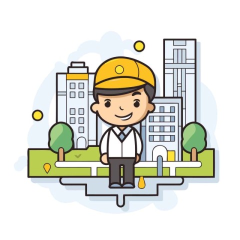 Engineer design over cityscape background. vector illustration e