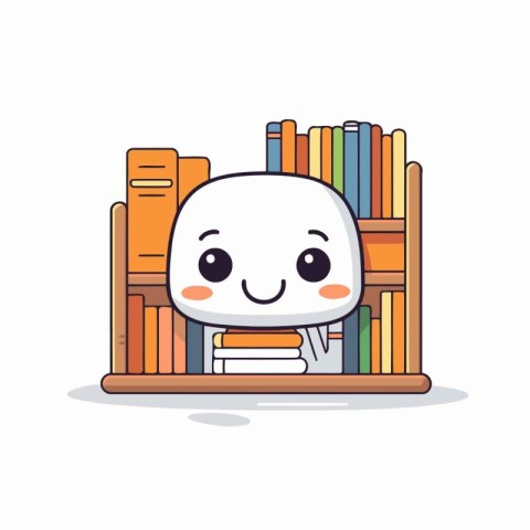 Cute book shelf character. Vector illustration in a flat style.