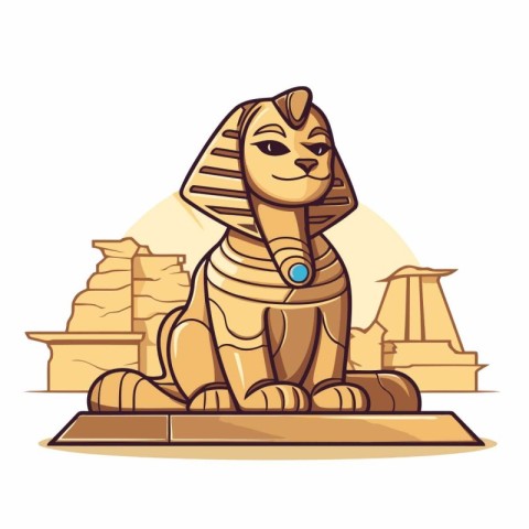 Egyptian Sphinx. Vector illustration of the egyptian pharaoh.