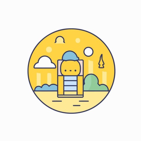 Outdoor park flat color icon. Vector illustration of landscape i