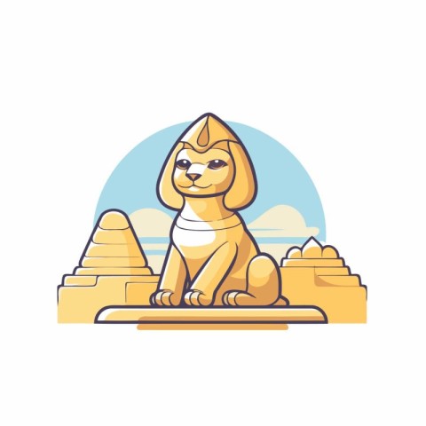 Egyptian Sphinx. Vector illustration in flat style on white back