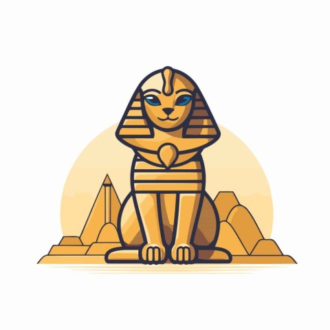 Egyptian pharaoh with golden egypt pyramids. Vector illustration