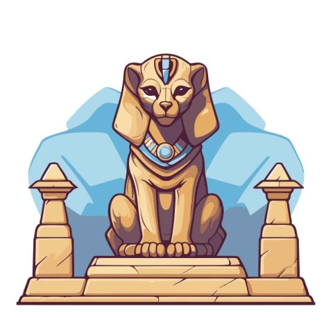 Egyptian Sphinx. Vector illustration in cartoon style isolated o