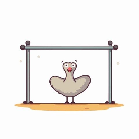 Illustration of a funny goose on the playground. Vector illustra