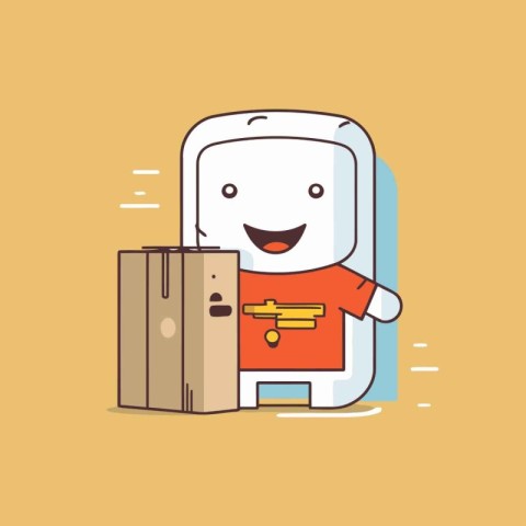 Smartphone delivery. Vector illustration in flat cartoon style.