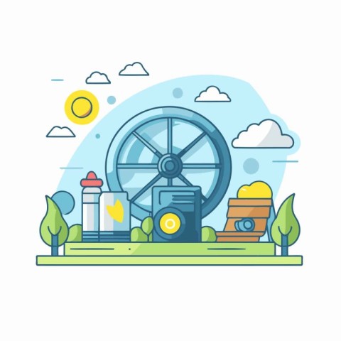 Vacation and travel vector illustration in flat design style. La