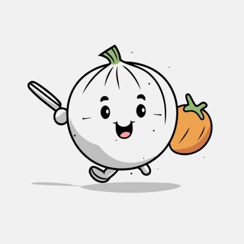 Pumpkin cartoon character vector illustration. Cute vegetable ch