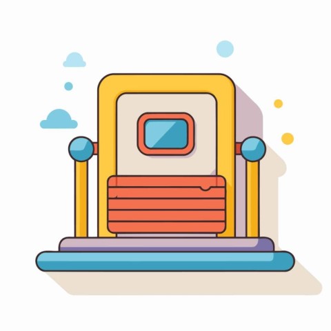 Videogame console icon. Flat color design. Vector illustration.