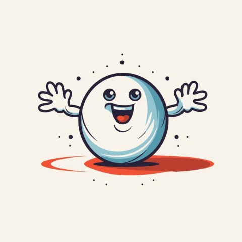 Cartoon bowling ball character. Vector illustration in flat desi