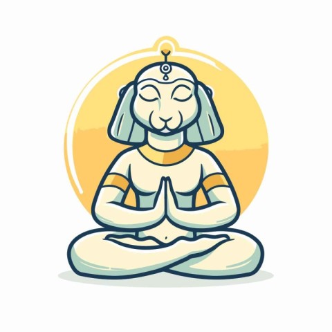 Yoga in lotus position. Vector illustration in cartoon style.