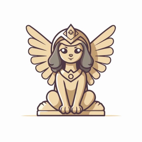 Cute little angel sitting on the floor. Cartoon vector illustrat