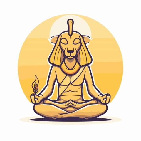 Sitting Buddha in the lotus position. Vector illustration on whi