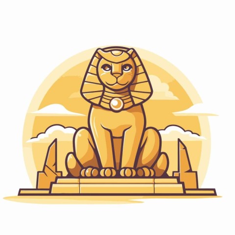 Egyptian Sphinx icon in flat style. Vector illustration of Egypt