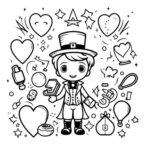 Coloring Page Outline Of Cartoon Leprechaun with Magic Wand