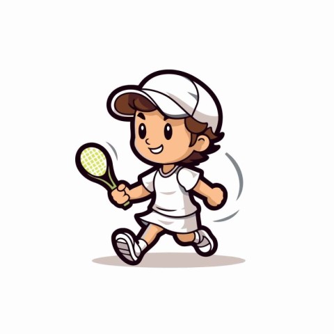 Tennis Player Cartoon Mascot Character Design Vector Illustratio