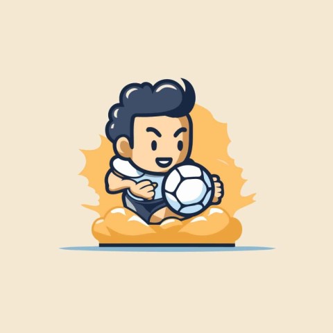 Soccer player cartoon icon vector illustration. Flat design for