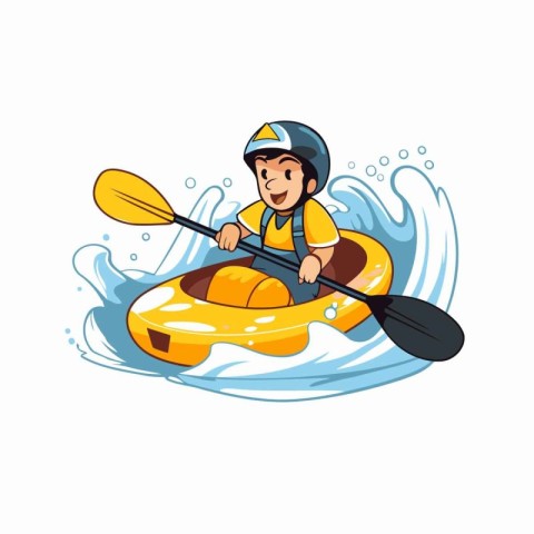 Man in a kayak. Vector illustration on a white background.