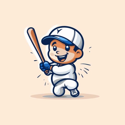 Baseball Player Cartoon Mascot Character Mascot Design Vector