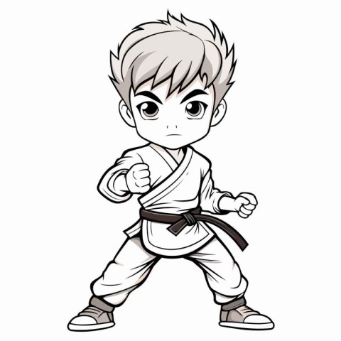 Karate boy vector illustration. Cartoon karate boy on white back