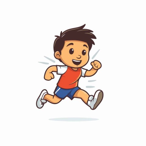 Running boy. Vector illustration. Isolated on a white background