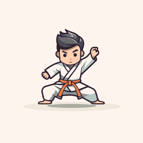 Taekwondo doodle cartoon character. vector illustration.