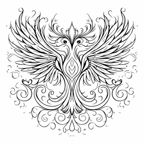 Eagle tattoo. Tattoo design. Black and white vector illustration