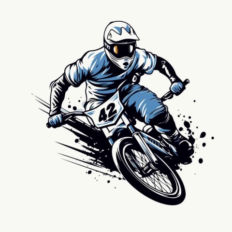 Vector illustration of a motocross rider on a white background.