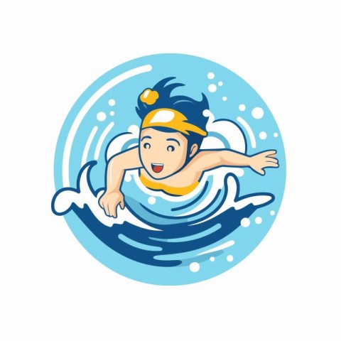 Swimming Pool Icon. Vector illustration of a man swimming in a p