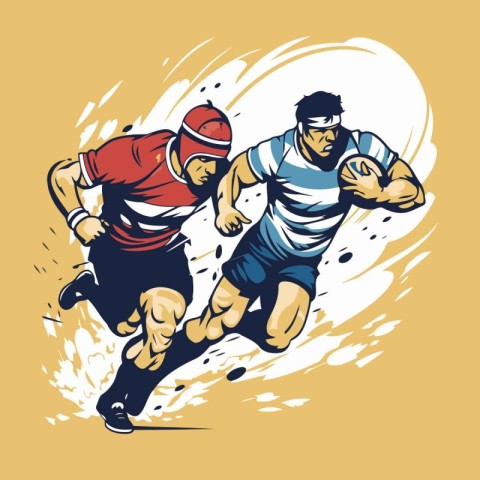 Rugby players action. cartoon sport graphic vector. Sport illust