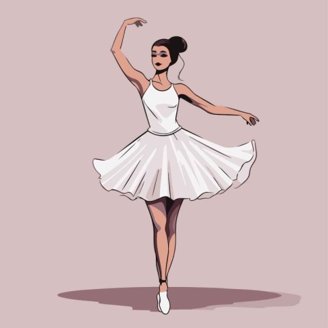 Beautiful ballerina in a white tutu. Vector illustration.