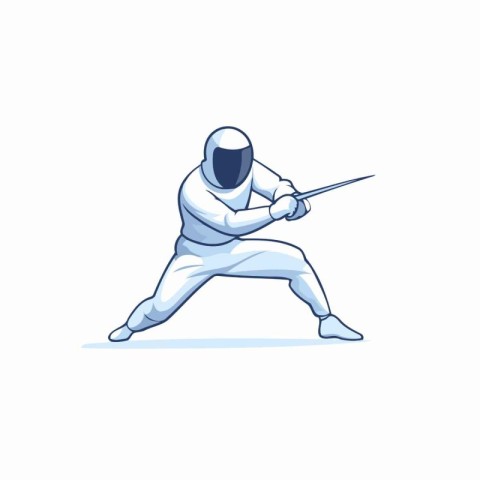 Fencer with a sword on a white background. Vector illustration.