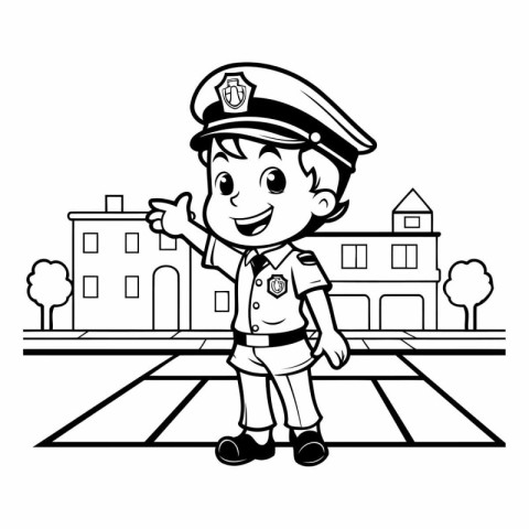 police boy cartoon in cityscape vector illustration graphic desi